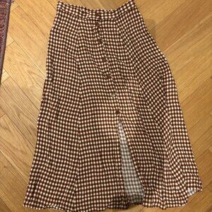 Reformation Gingham Button Down Skirt